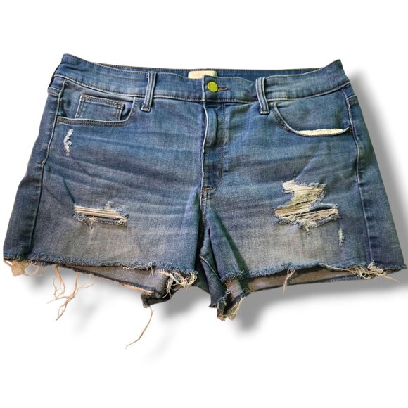 Universal Thread shorts womens 14 distressed cut-off denim high rise midi - Picture 1 of 7